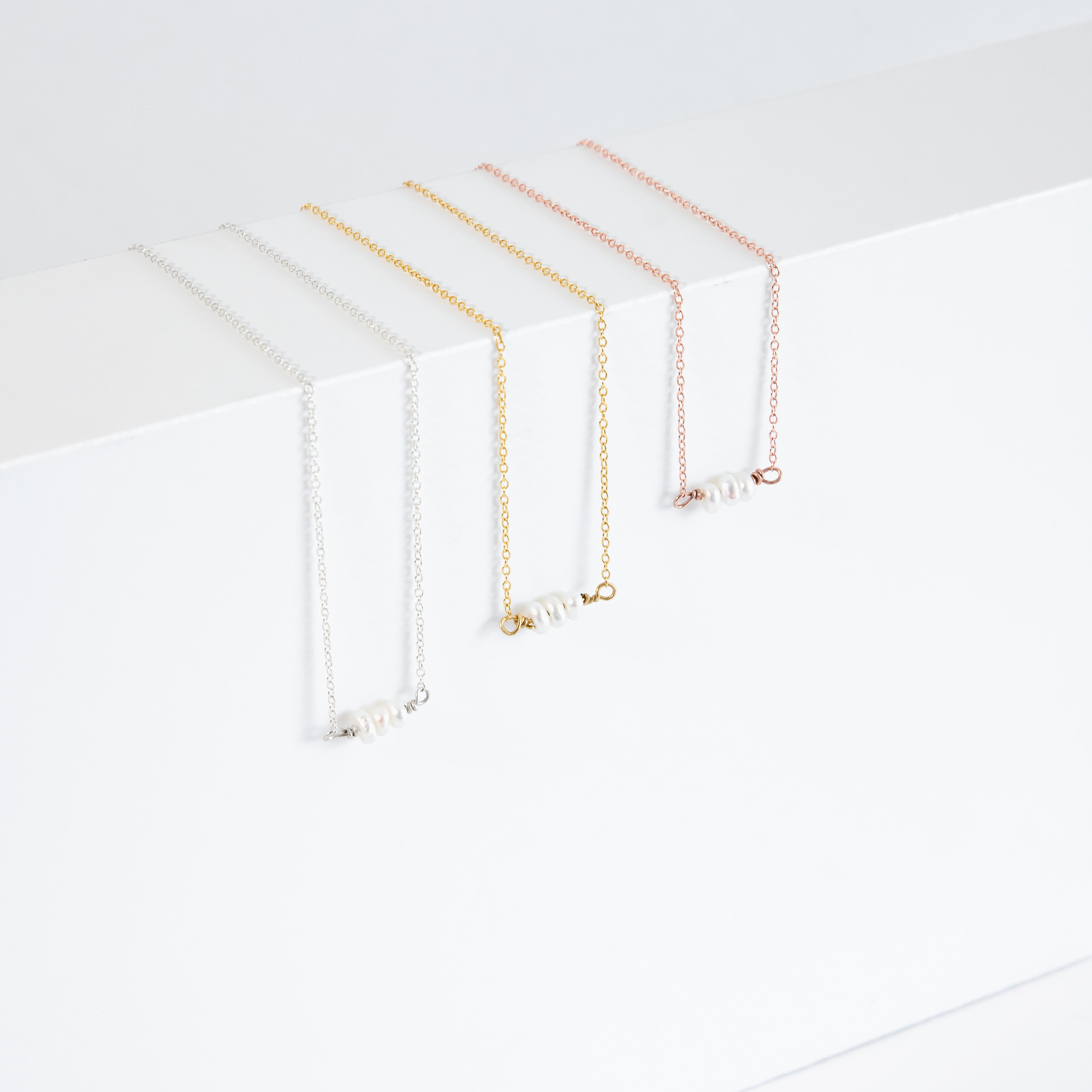 Delicate White Freshwater Pearl Necklace – Minimalist Bridal & Bridesmaid Jewelry