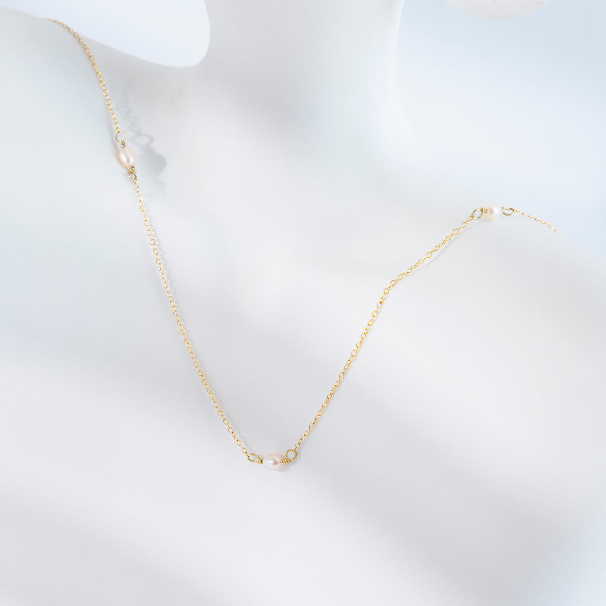 Peach Freshwater Pearl Necklace in Sterling Silver