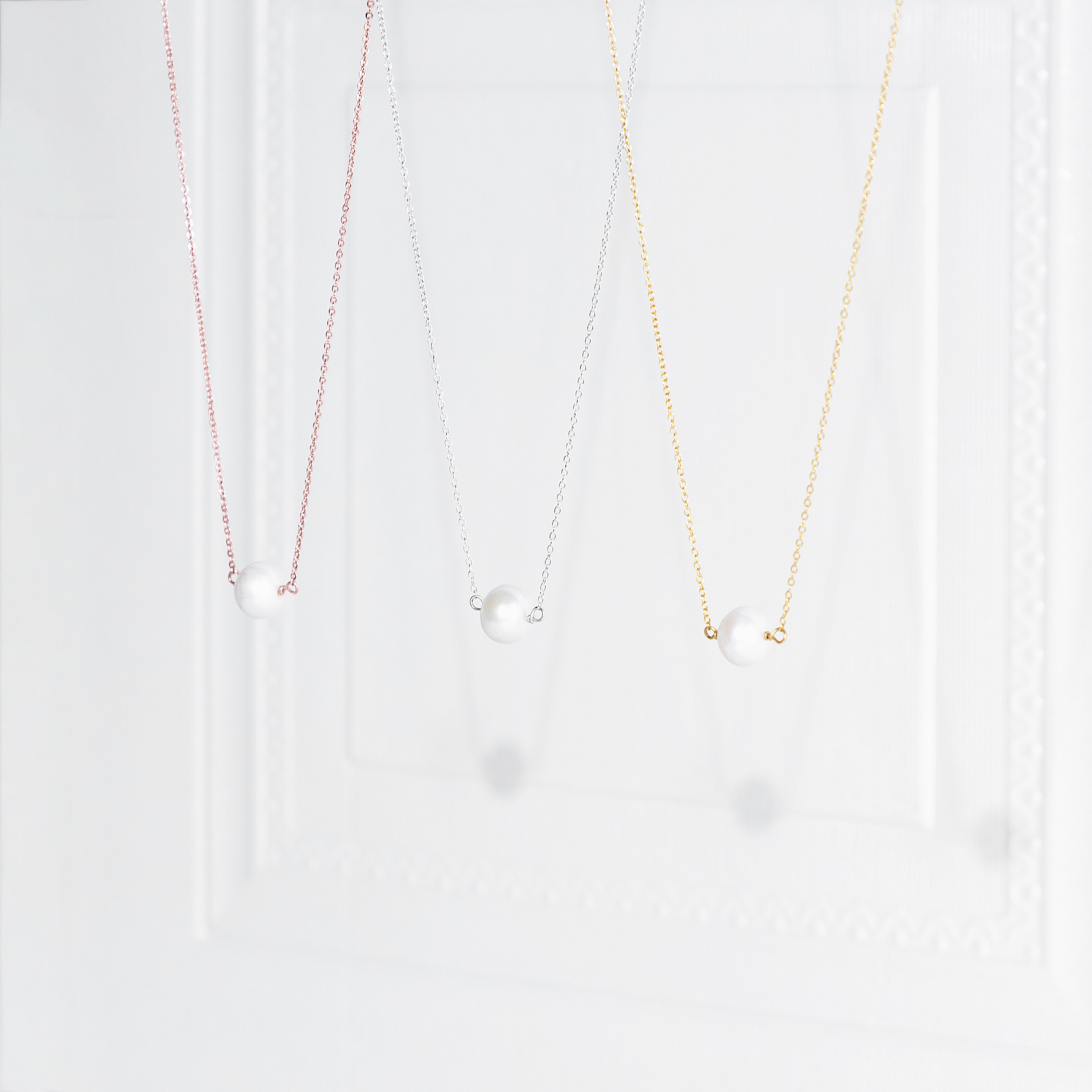 Delicate White Freshwater Pearl Necklace – Minimalist Everyday & Bridesmaid Jewelry