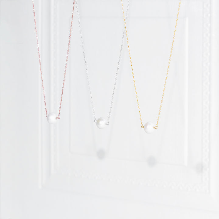 Delicate White Freshwater Pearl Necklace – Minimalist Everyday & Bridesmaid Jewelry