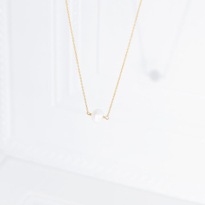 Delicate White Freshwater Pearl Necklace – Minimalist Everyday & Bridesmaid Jewelry
