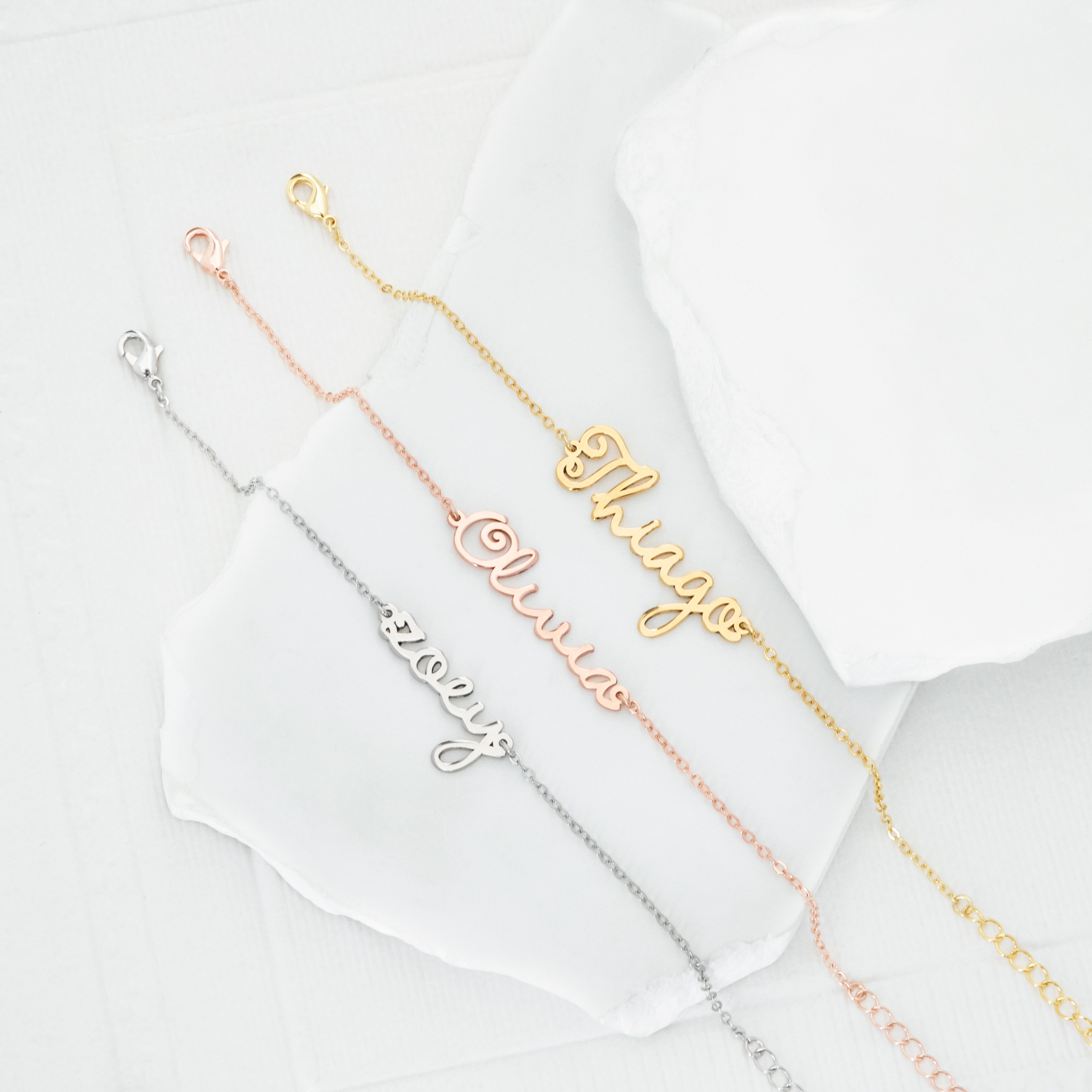 Custom Name or Word Bracelet – Dainty Personalized Jewelry in Gold, Silver, or Rose Gold- NC3