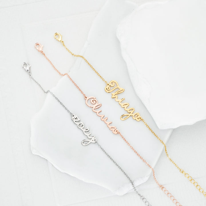 Custom Name or Word Bracelet – Dainty Personalized Jewelry in Gold, Silver, or Rose Gold- NC3