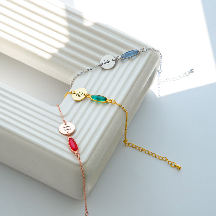 Birthstone Initial Bracelet
