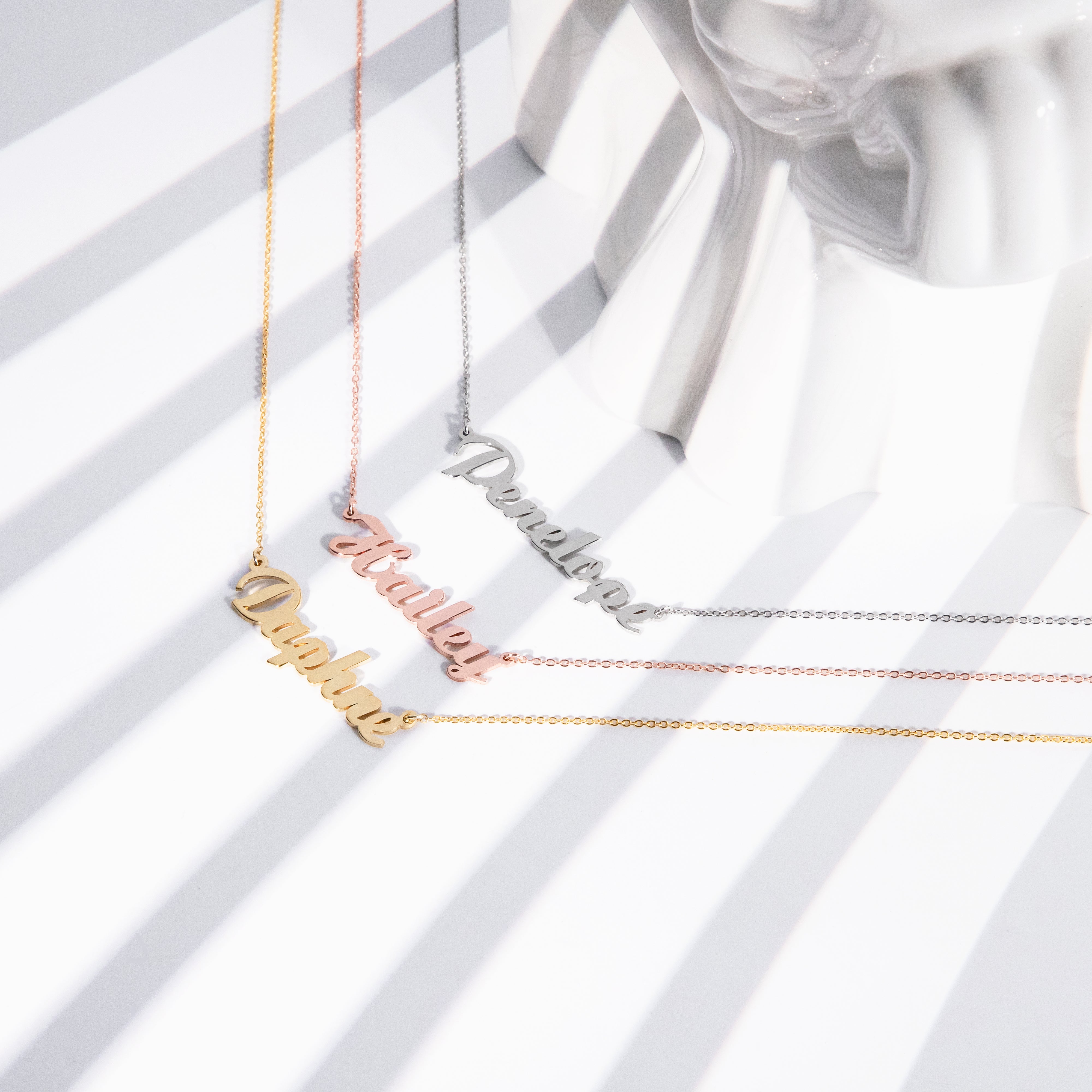 Personalized Cursive Name Necklace – Dainty Custom Pendant in Gold, Silver, or Rose Gold- NC7