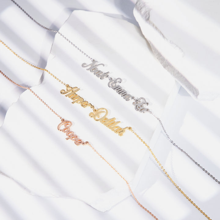 Custom Multiple Name Necklace – Personalized 1, 2, or 3 Name Pendant in Gold, Silver, or Rose Gold-NC8