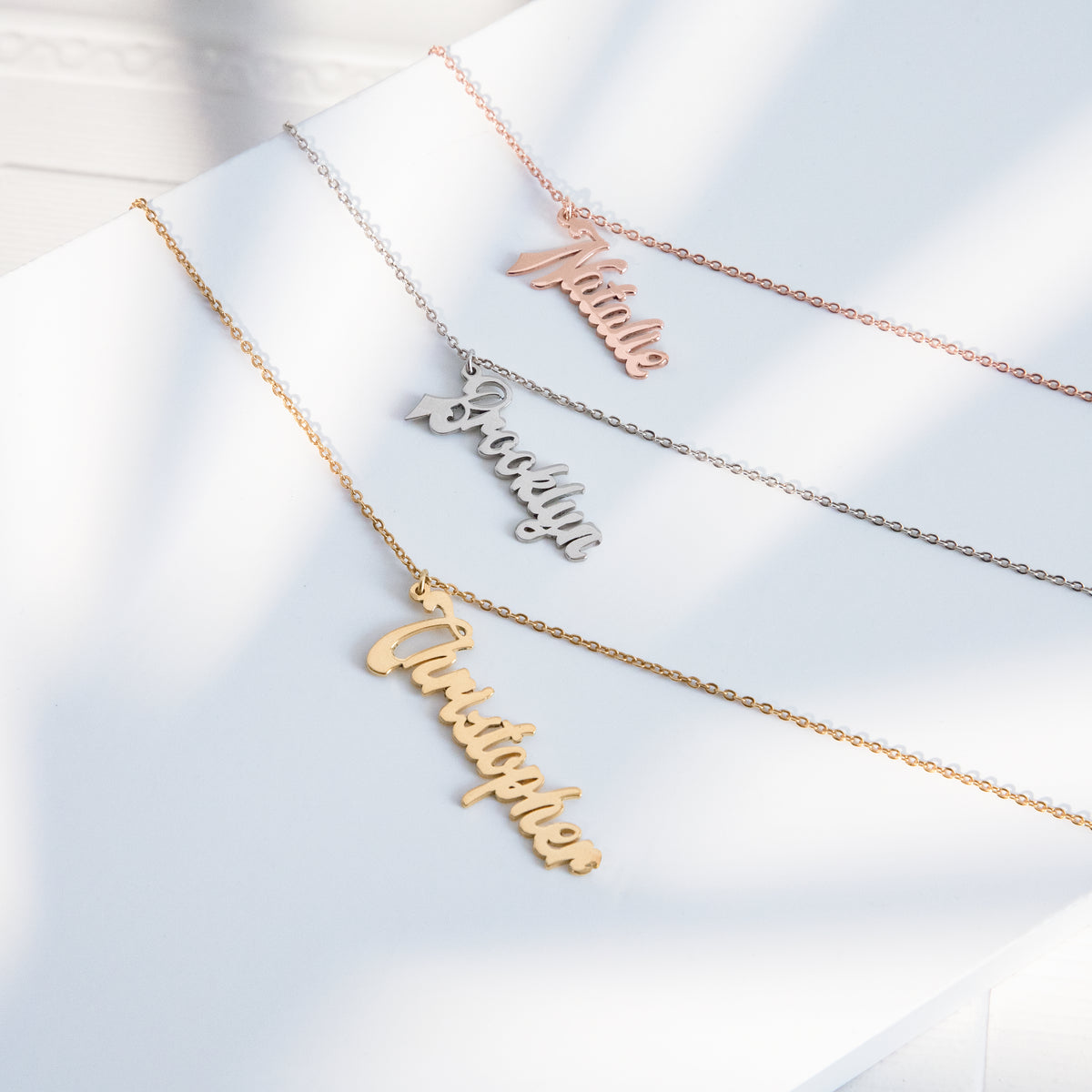 Vertical Name Necklace .925 Sterling Silver