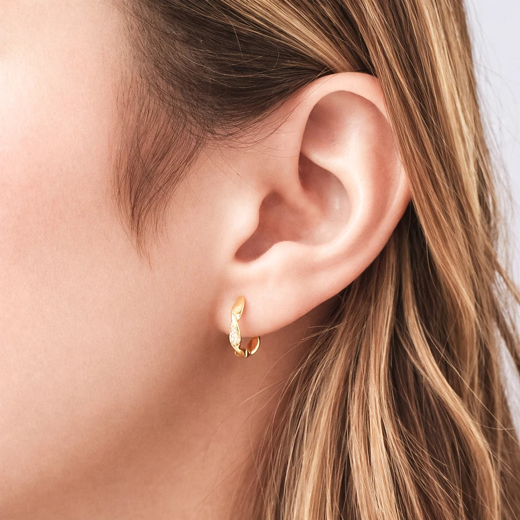 Sterling Silver CZ Huggie Hoop Earrings
