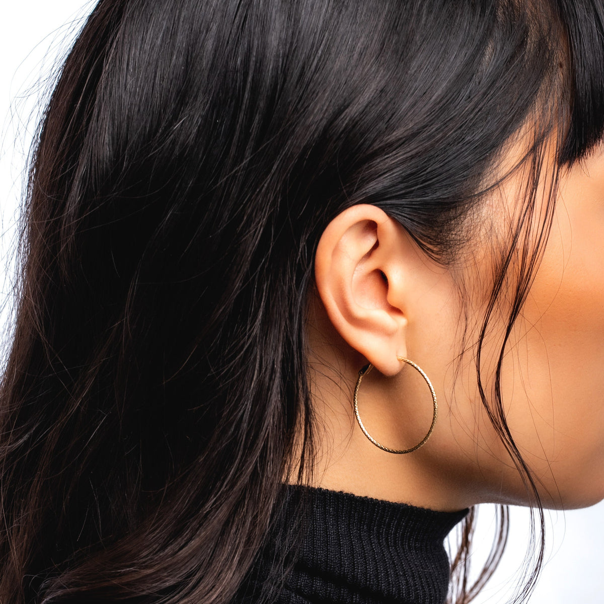 Sterling Silver Large Thin Hoop Earrings