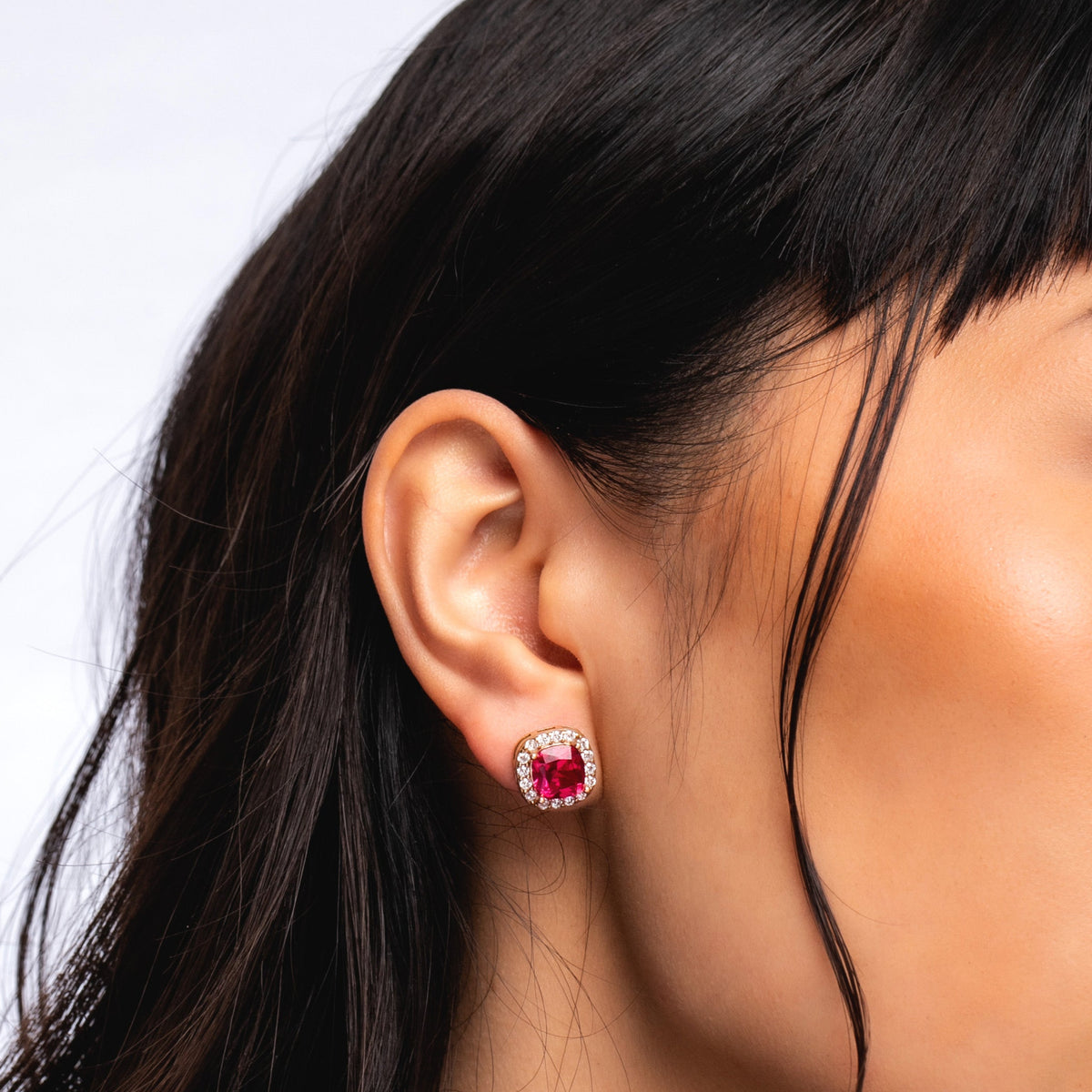 Sterling Silver Square Birthstone Stud Earrings