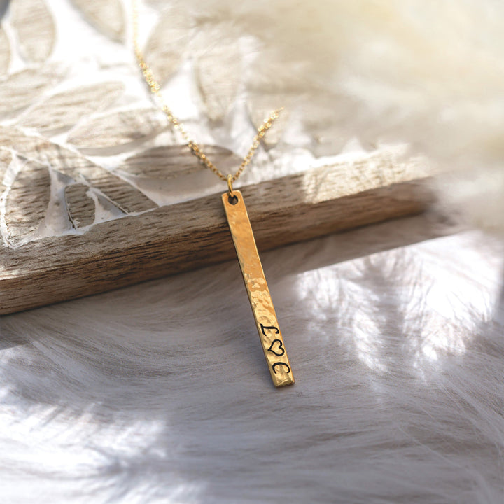 Personalized Hammered Bar Necklace