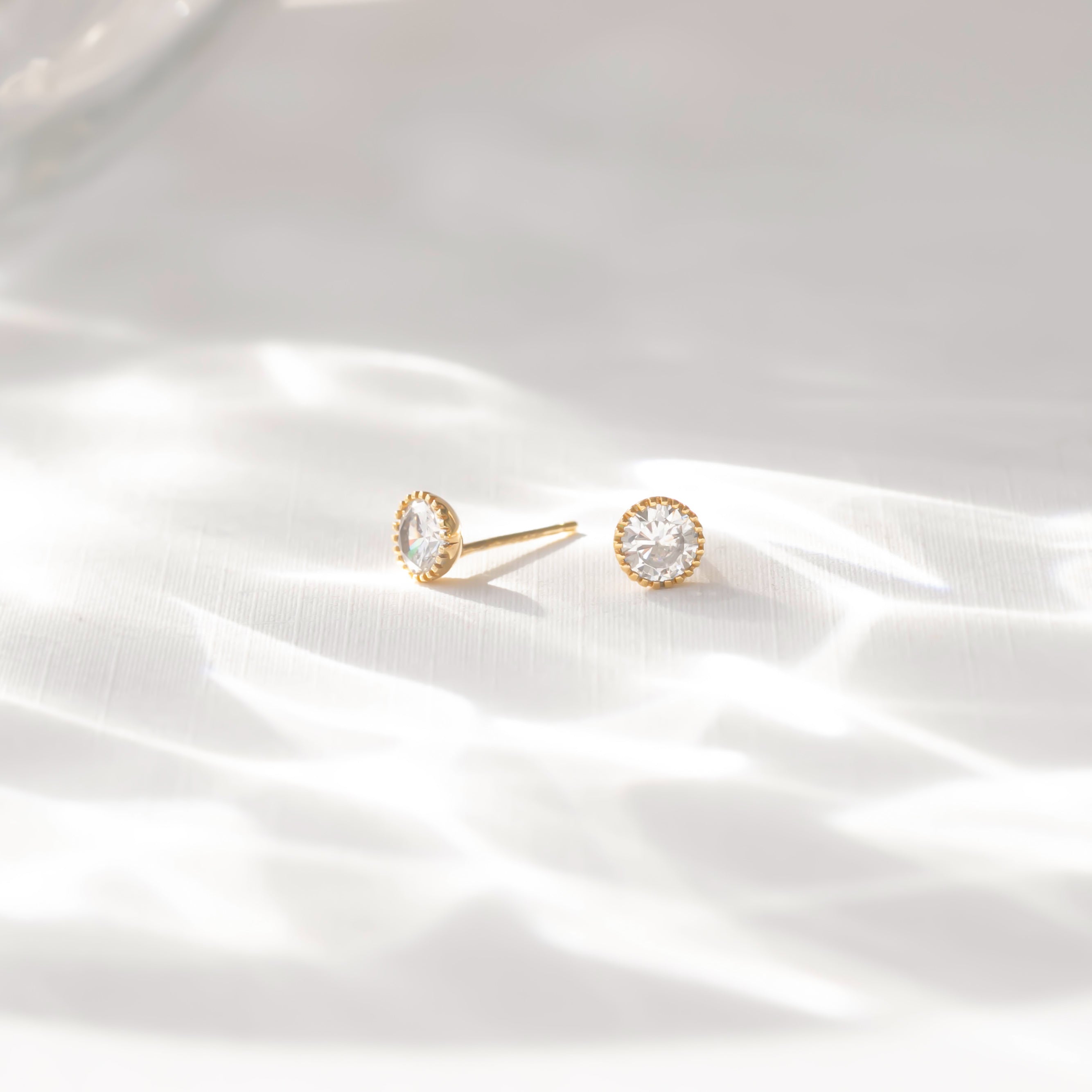 Minimalist CZ Stud Earrings – Sterling Silver Second Hole Earrings, Gift for Her- S088