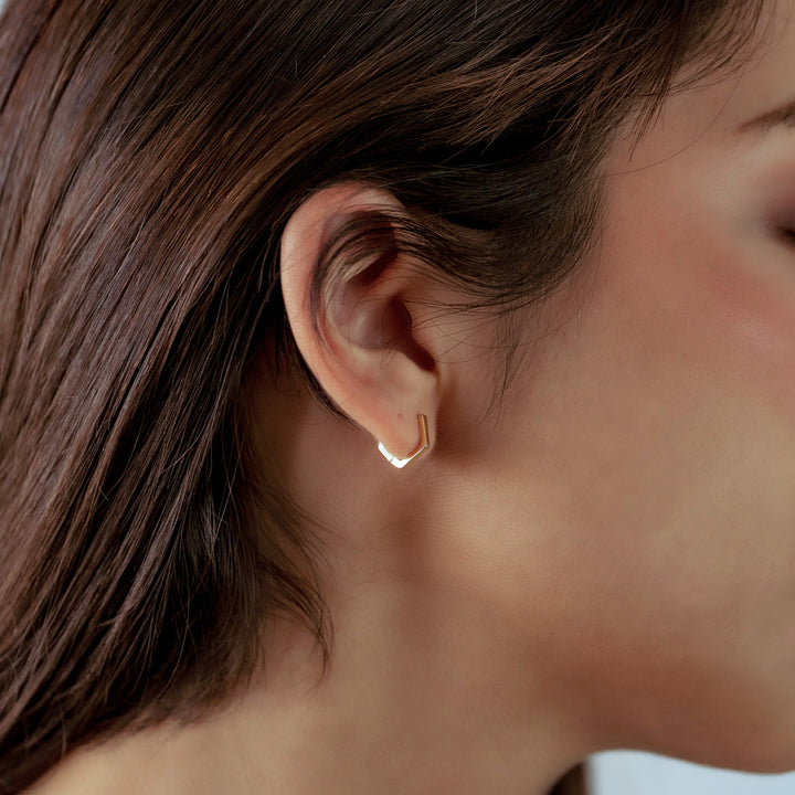 Small Geometric Huggie Earrings – Minimalist Everyday Jewelry Gift for Her- S087