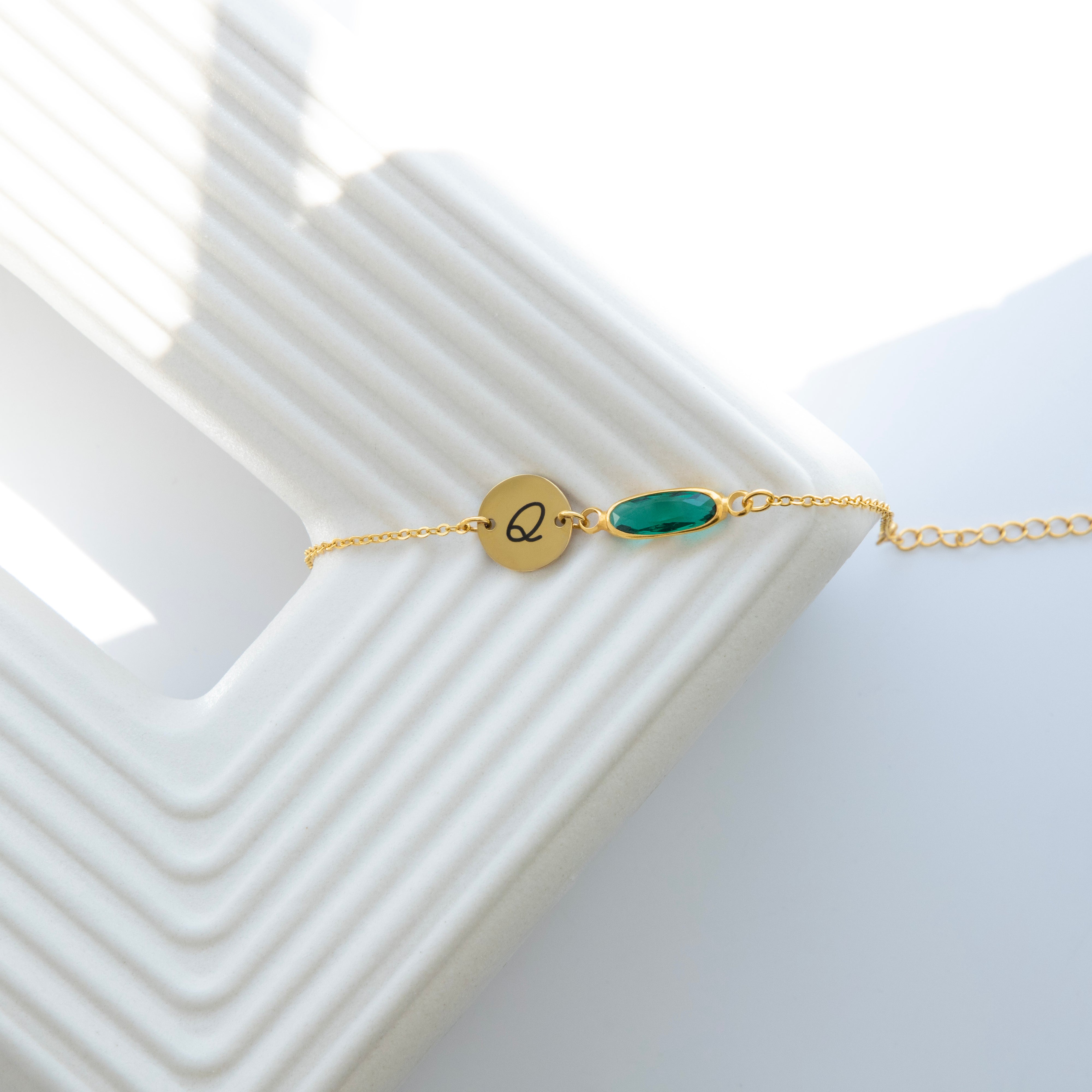 Personalized Birthstone & Initial Bracelet – Custom Friendship & Sisterhood Jewelry