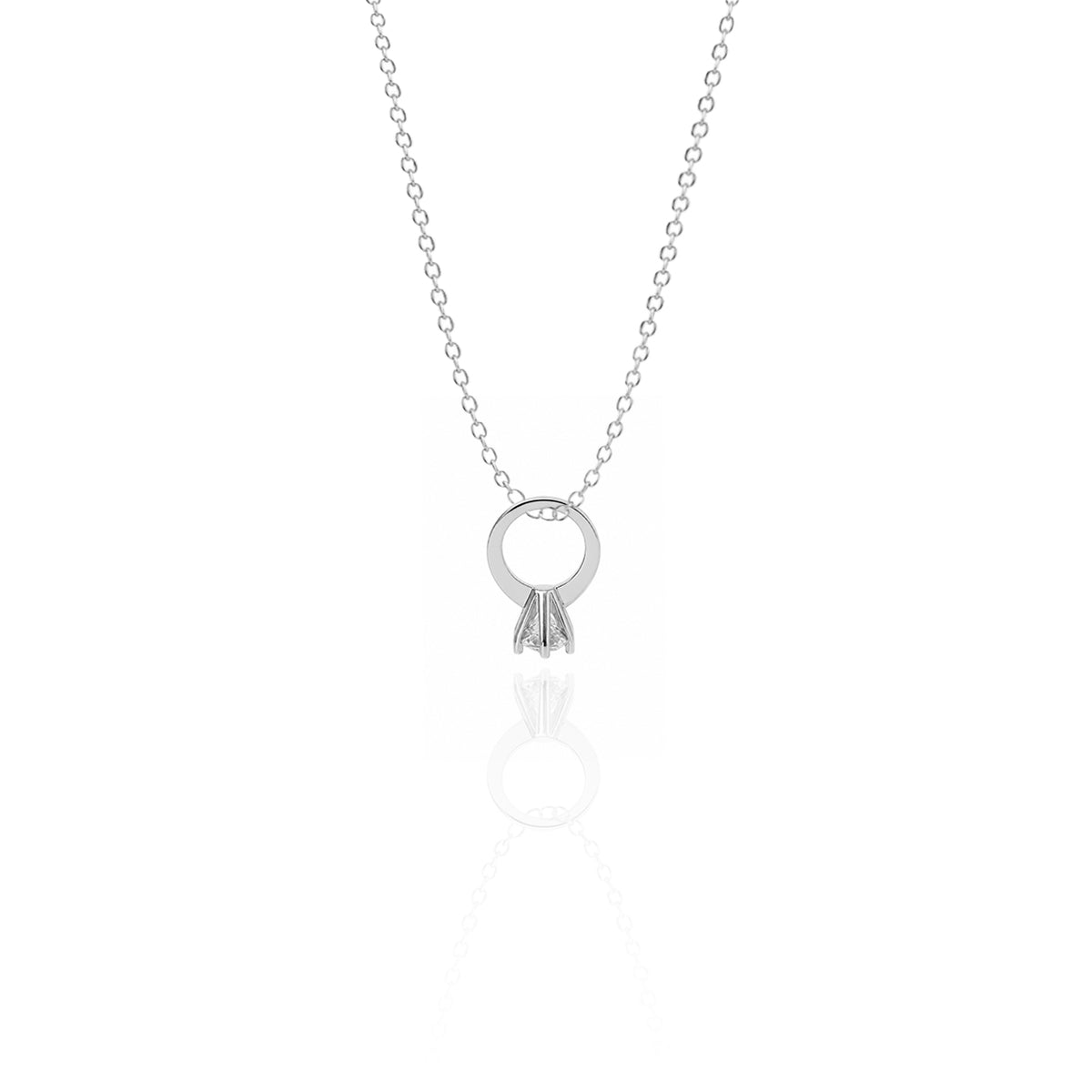 Silver necklace with a unique pendant on a white background