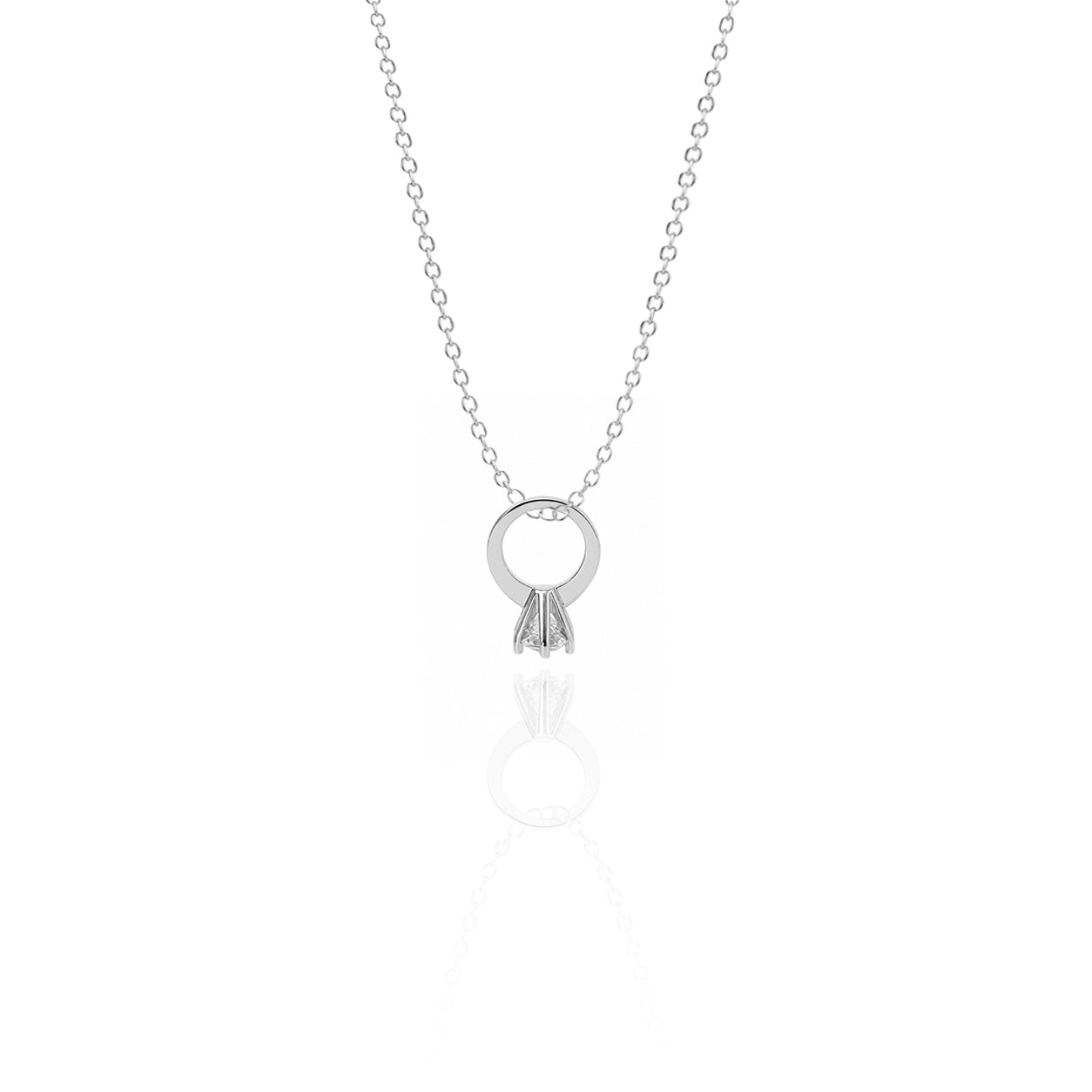 Silver necklace with a unique pendant on a white background