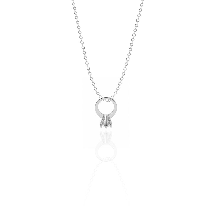 Silver necklace with a unique pendant on a white background