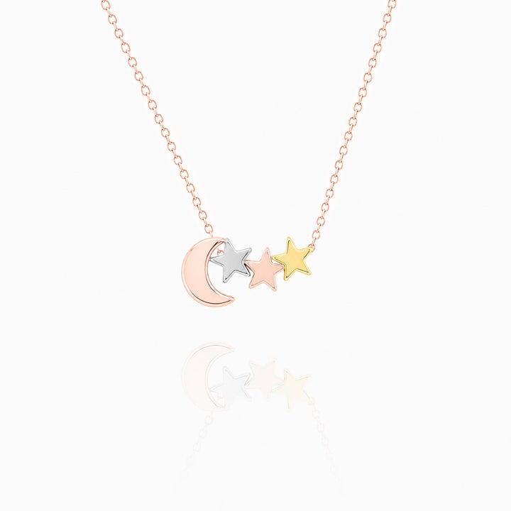 Moon and Star Necklace in Sterling Silver