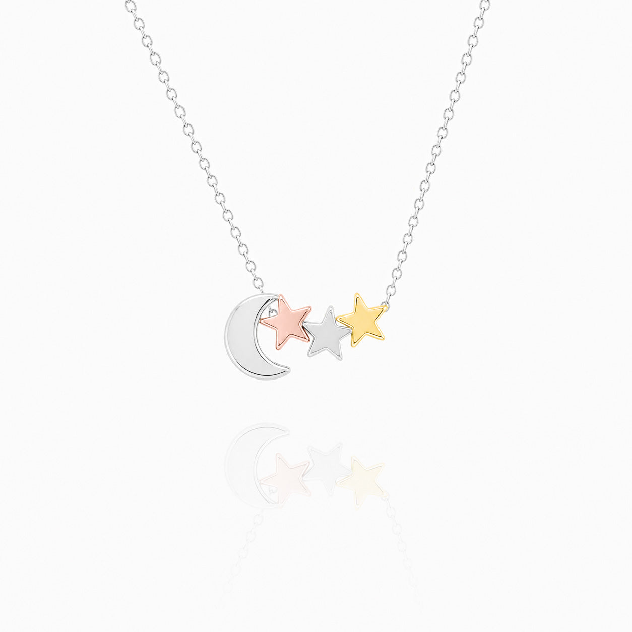 Moon and Star Necklace in Sterling Silver