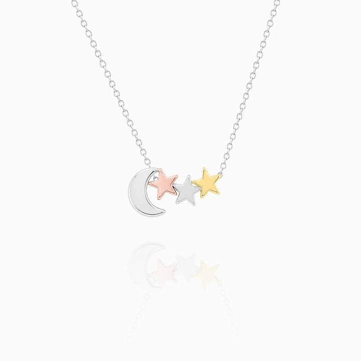 Moon and Star Necklace in Sterling Silver