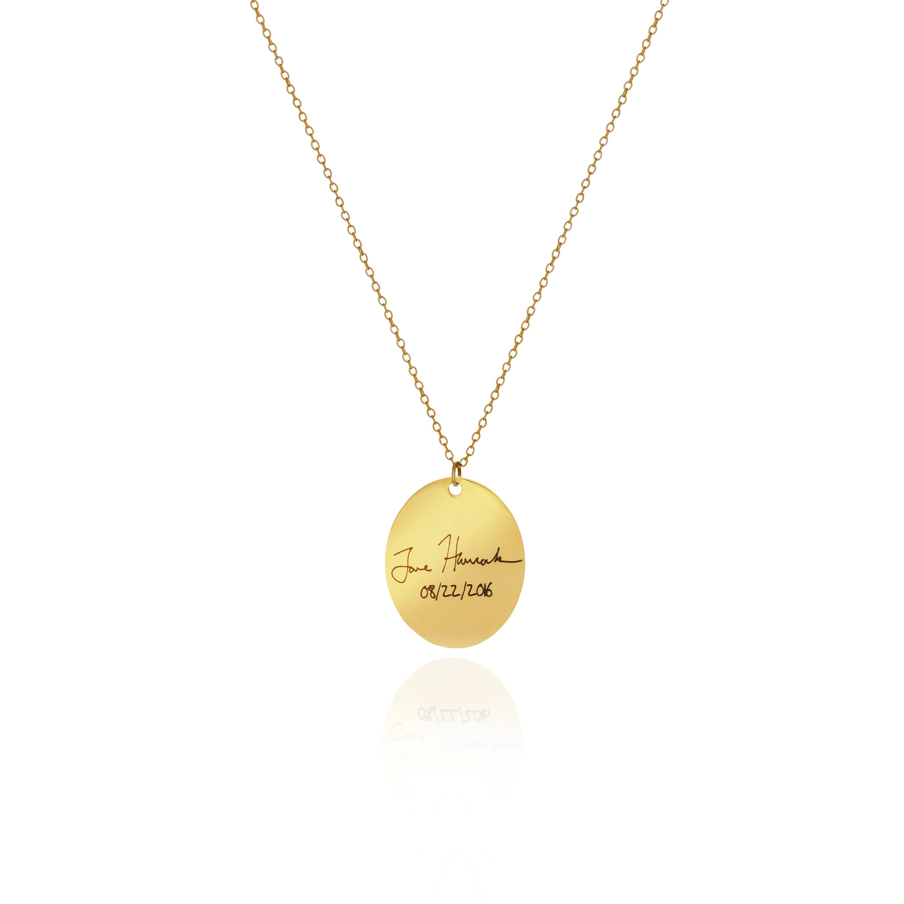 Personalized Handwriting Oval Necklace