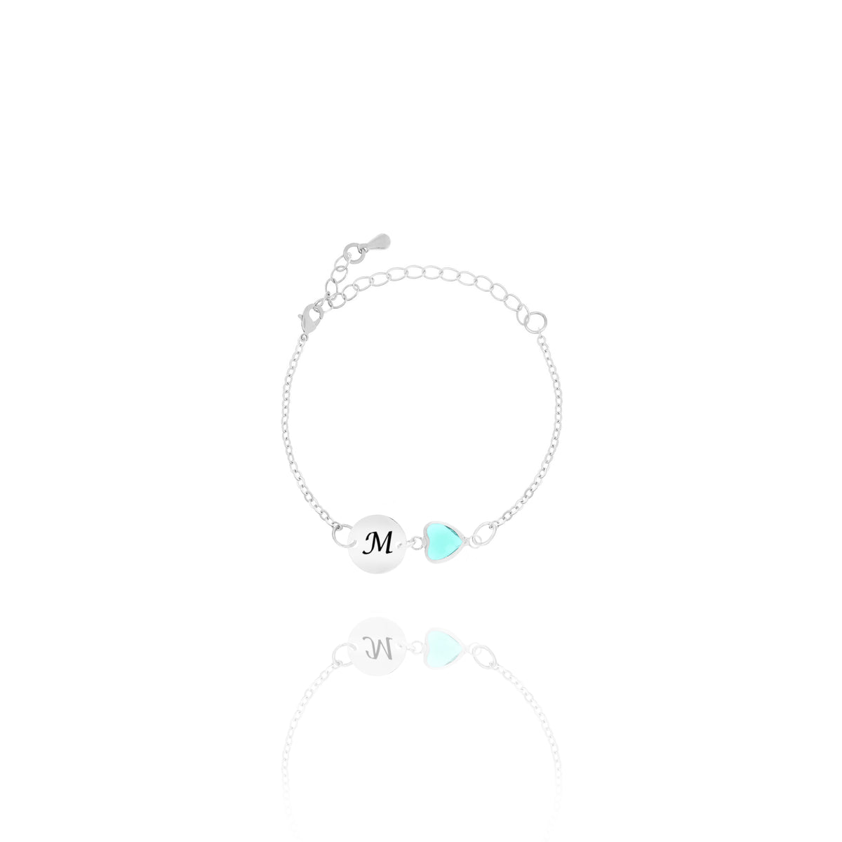 Initial & Birthstone Bracelet – Personalized Disc Jewelry