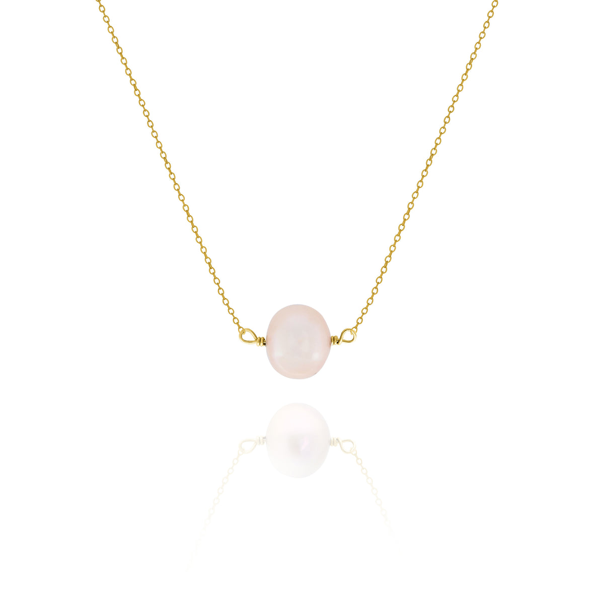Peach Freshwater Pearl Necklace in Sterling Silver