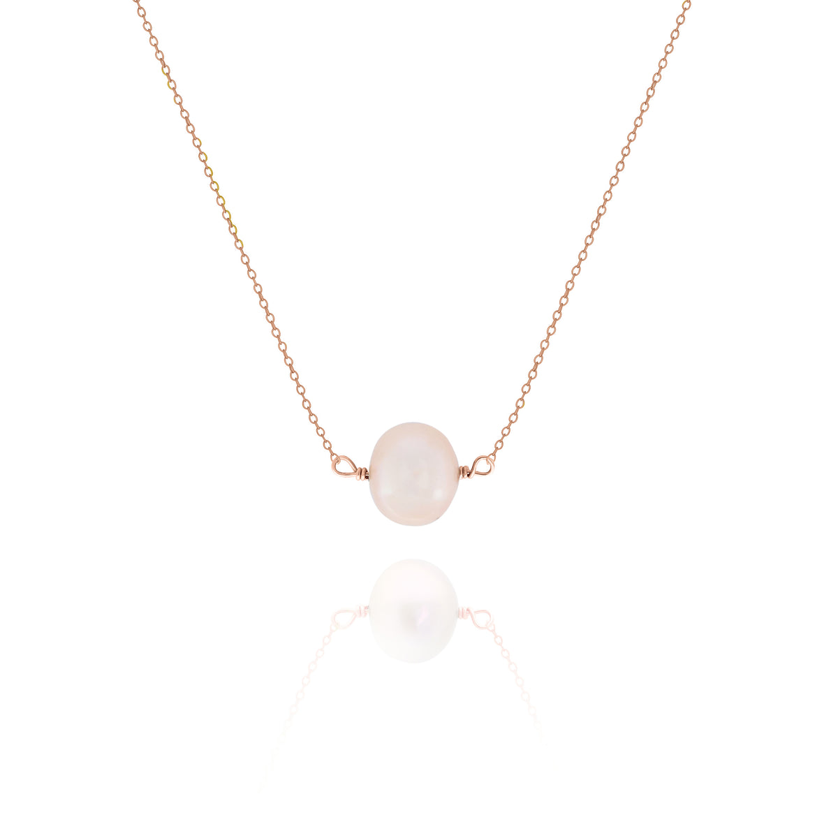 Peach Freshwater Pearl Necklace in Sterling Silver