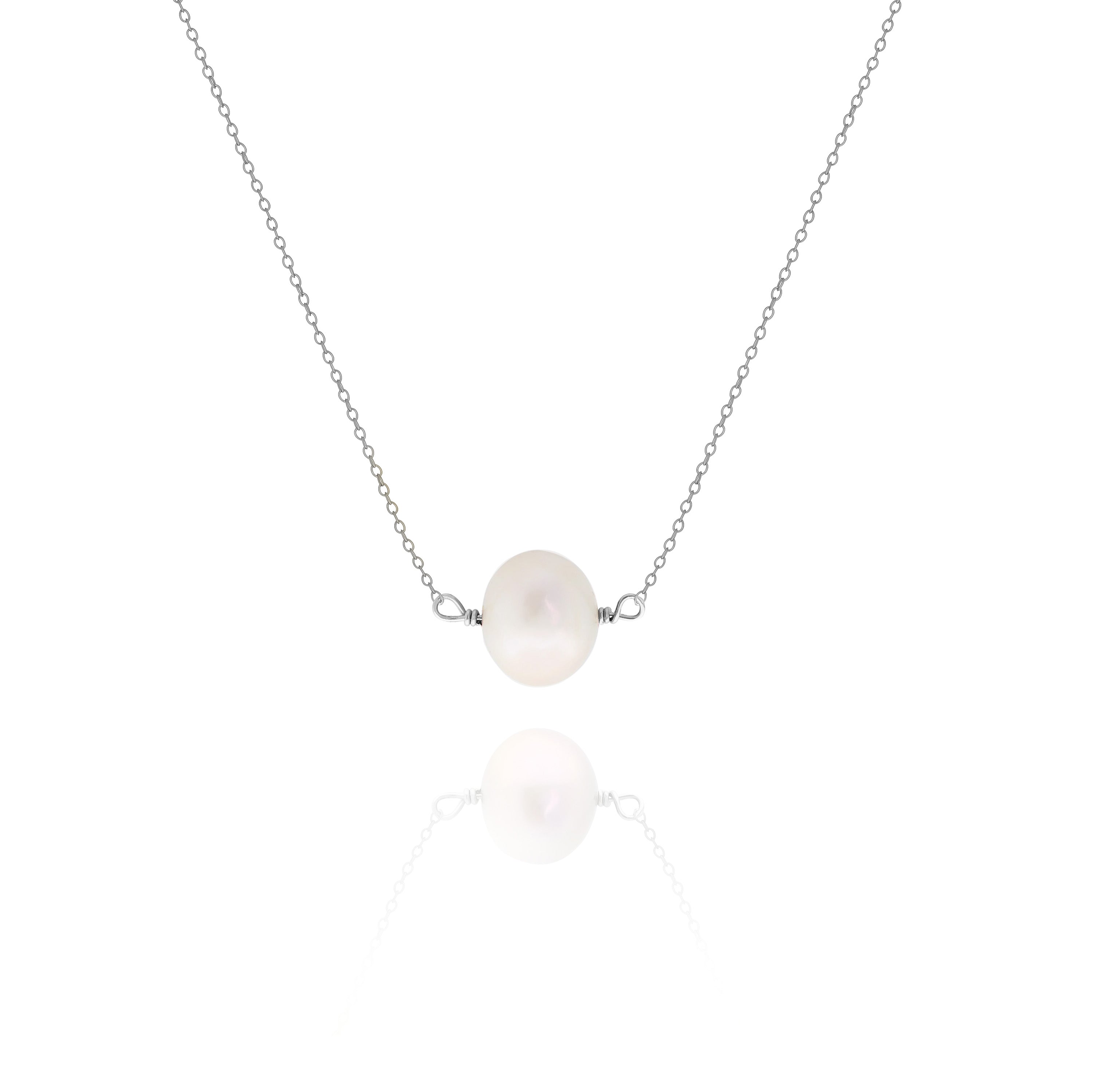 Delicate White Freshwater Pearl Necklace – Minimalist Everyday & Bridesmaid Jewelry