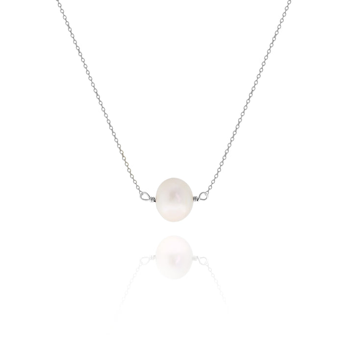 Delicate White Freshwater Pearl Necklace – Minimalist Everyday & Bridesmaid Jewelry