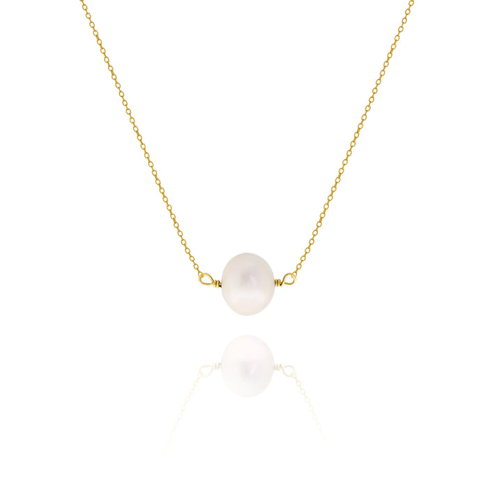 Delicate White Freshwater Pearl Necklace – Minimalist Everyday & Bridesmaid Jewelry