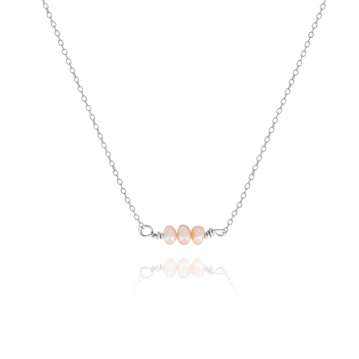 Peach Freshwater Pearl Necklace in Sterling Silver