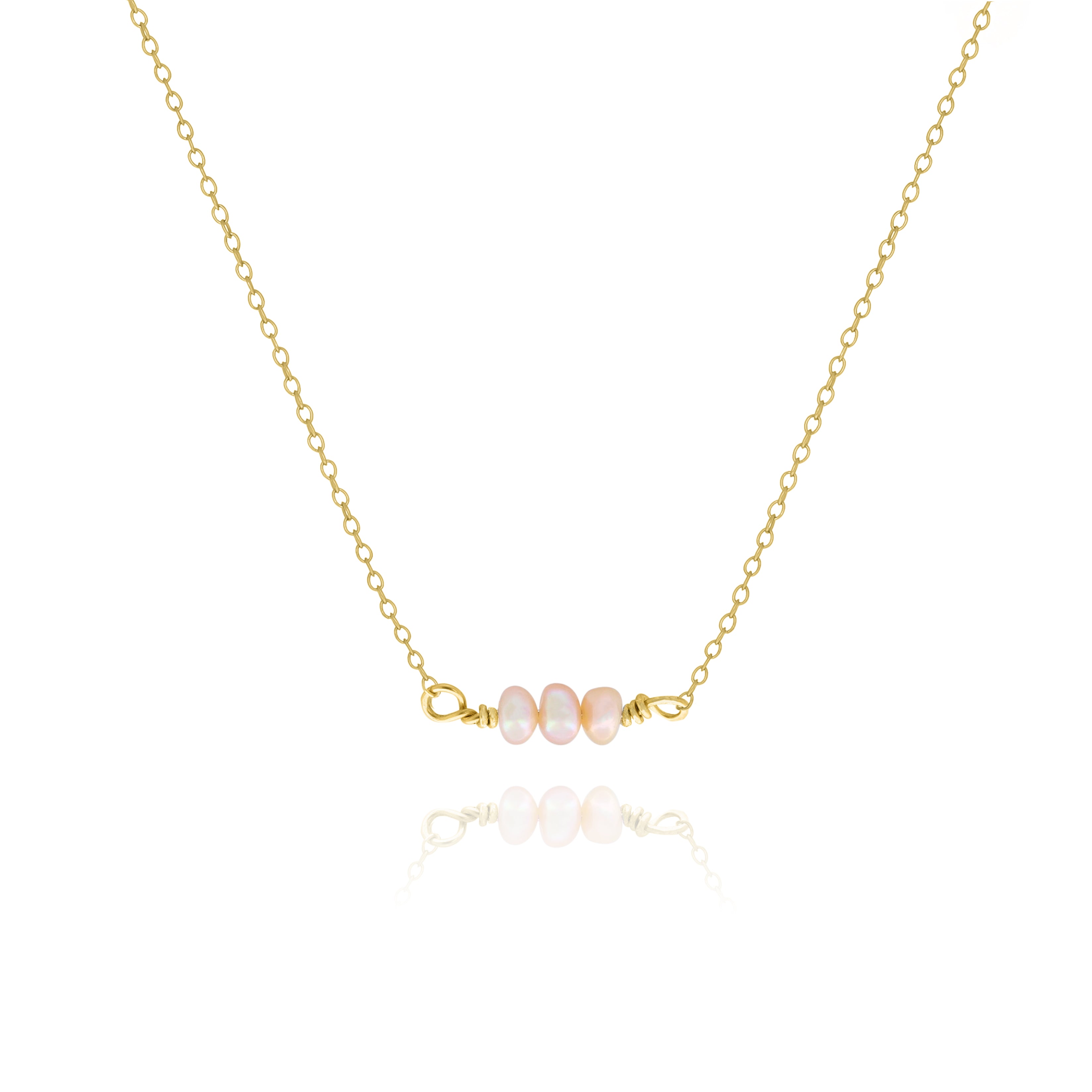 Dainty Peach Freshwater Pearl Necklace – Minimalist Bridal Jewelry