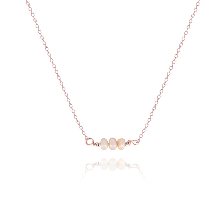 Dainty Peach Freshwater Pearl Necklace – Minimalist Bridal Jewelry