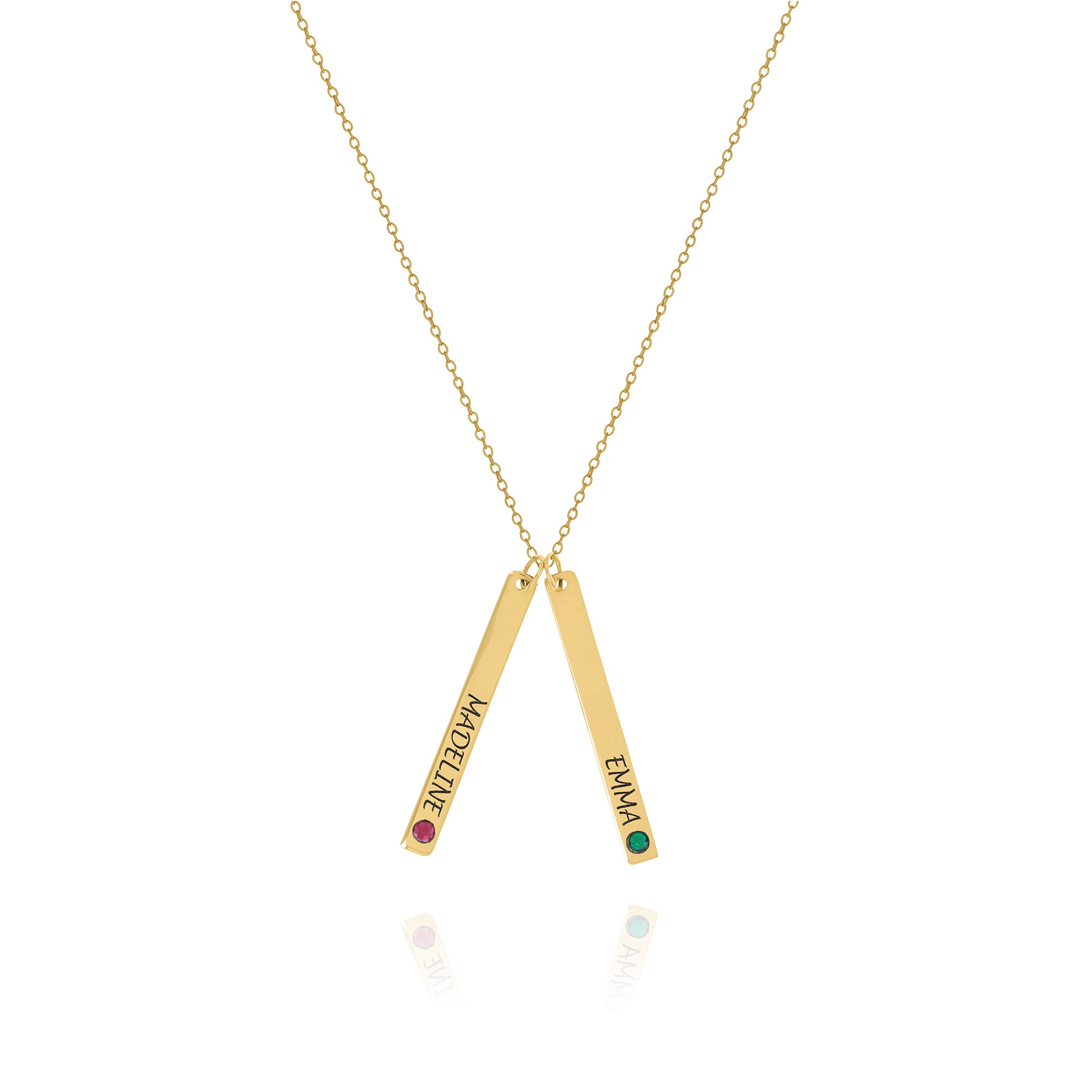 Personalized Birthstone Bar Necklace – Custom Name Jewelry