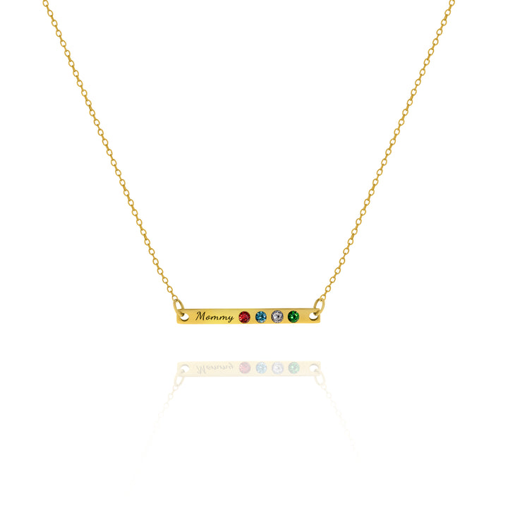 Personalized Engraved Bar Necklace with Birthstones