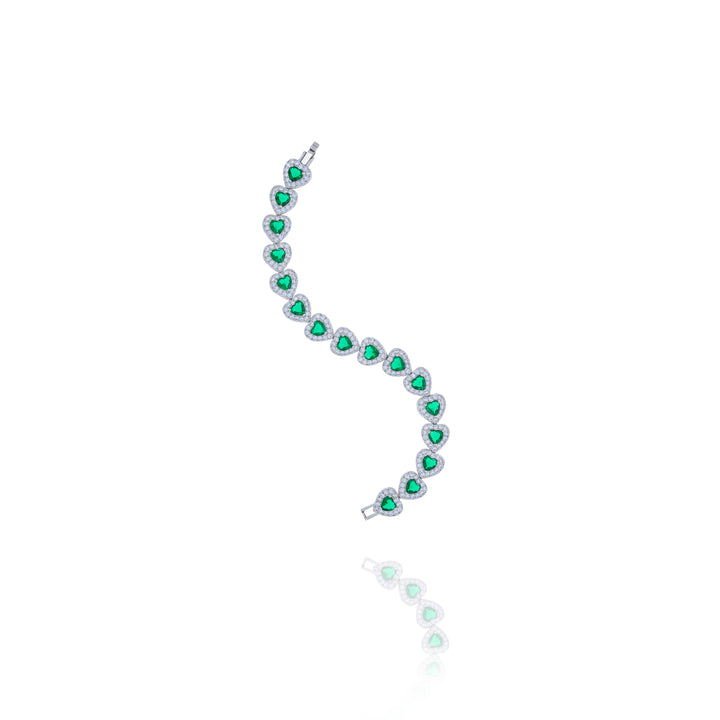 Emerald Green Heart Tennis Bracelet – Sparkly & Elegant Gift for Her