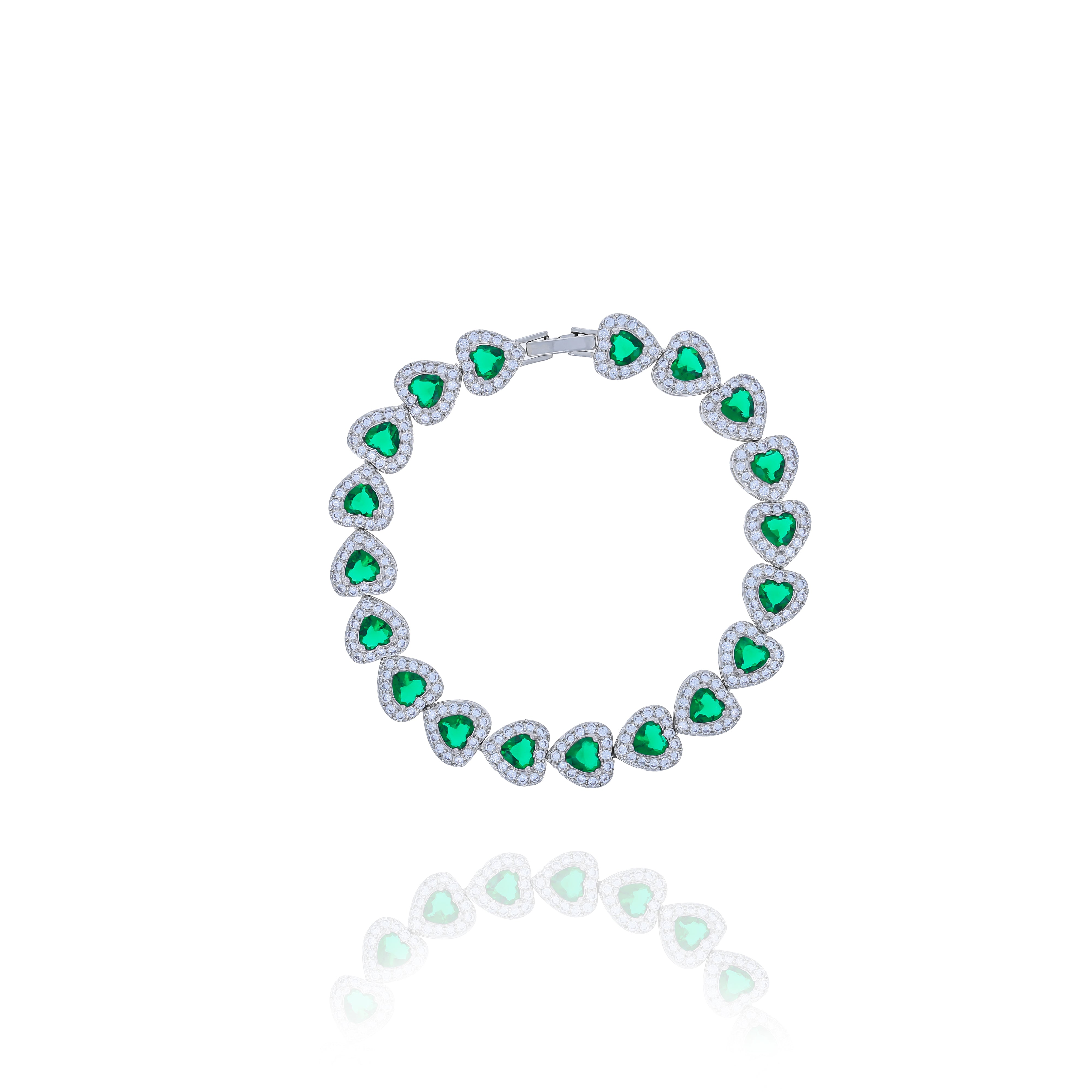Emerald Green Heart Tennis Bracelet – Sparkly & Elegant Gift for Her