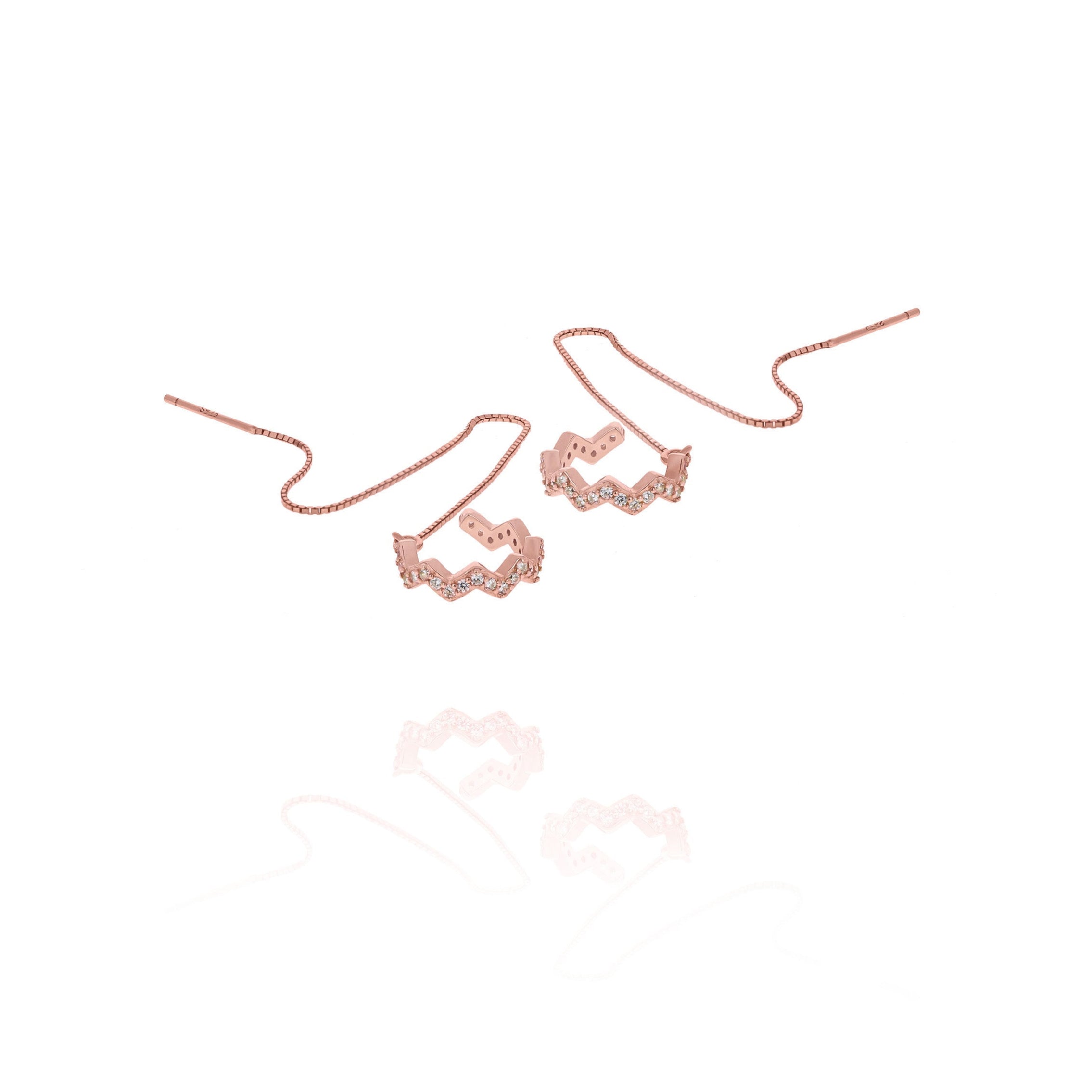 Ear Cuff with CZ diamond Chain Earrings