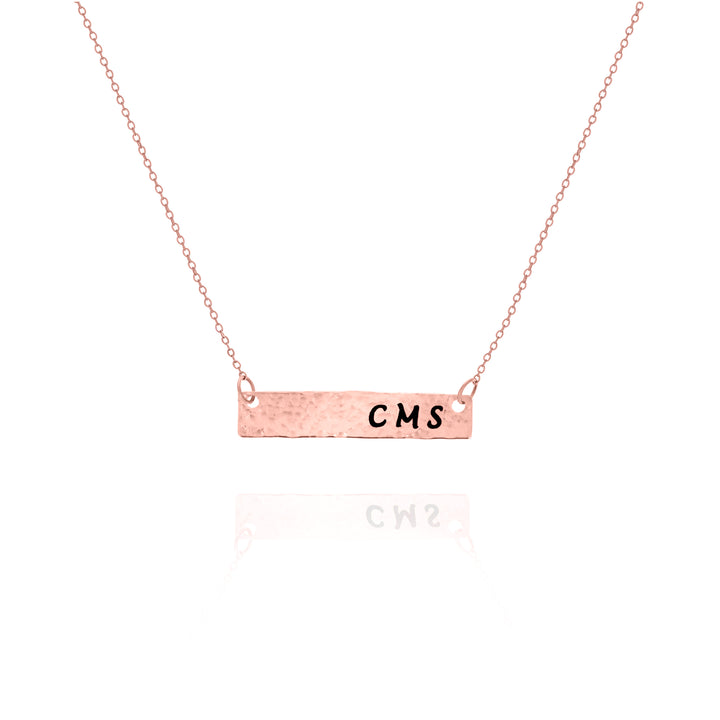 Sterling Silver Custom Hammered Bar Necklace