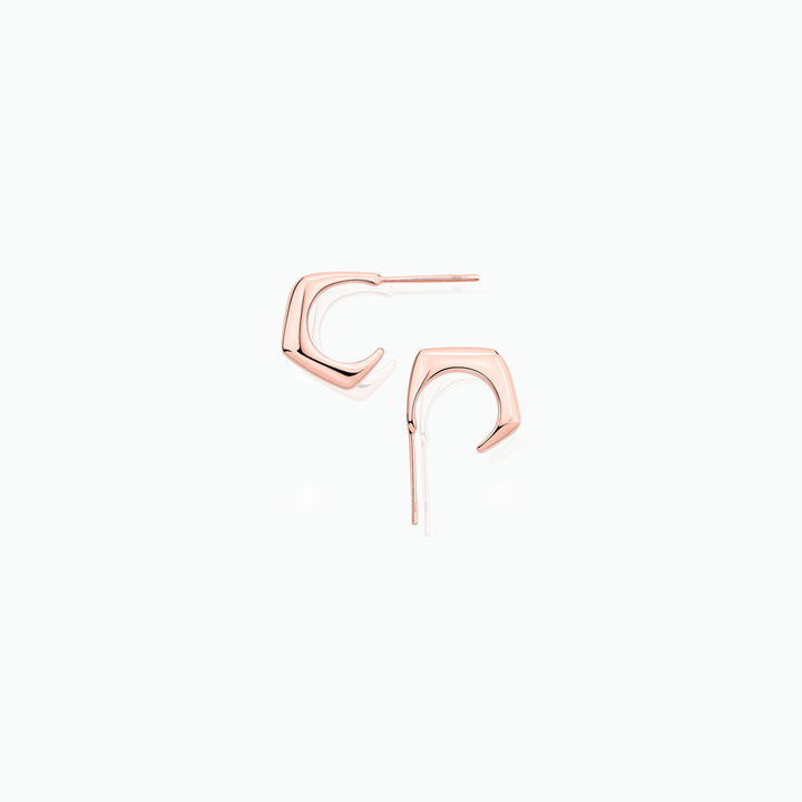 Geometric Huggie Stud Earrings – Minimalist Everyday Hoops in Sterling Silver & Gold- S144