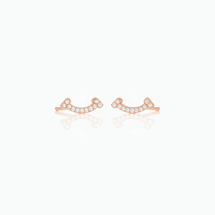 Pave Smile CZ Stud Earrings – Minimalist Sparkle- S092