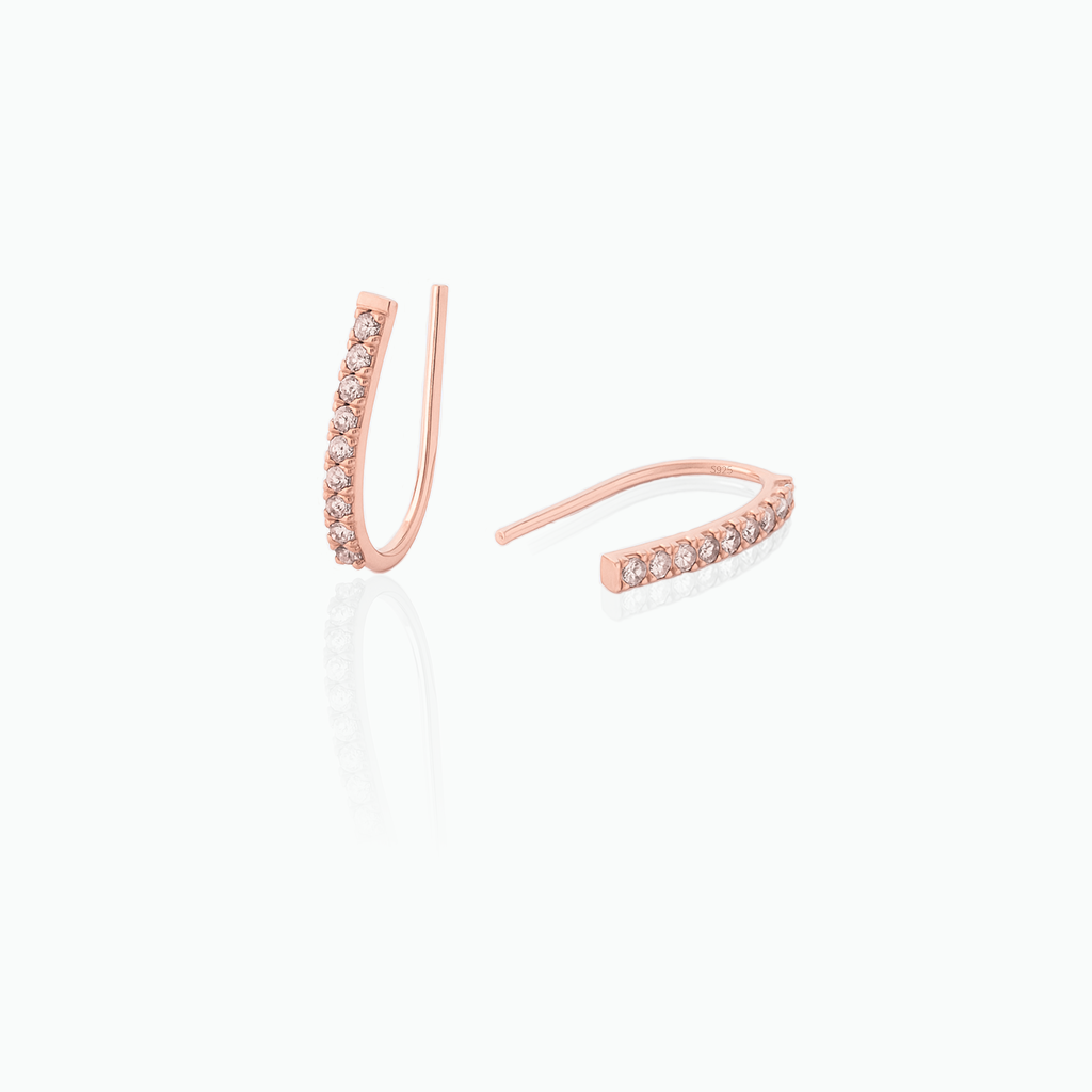 Delicate CZ Open Huggie Earrings – Minimalist Sterling Silver Gift for Her- S041