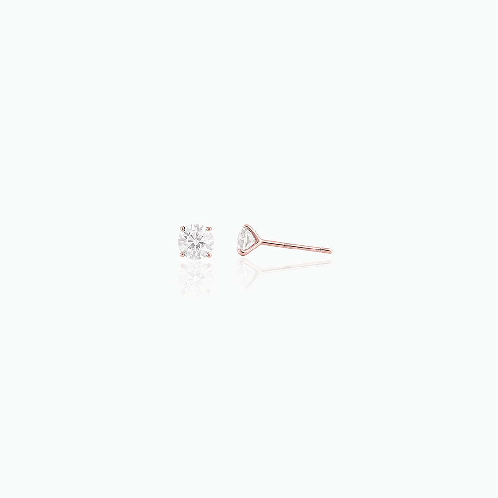 Diamond stud earring on a white background