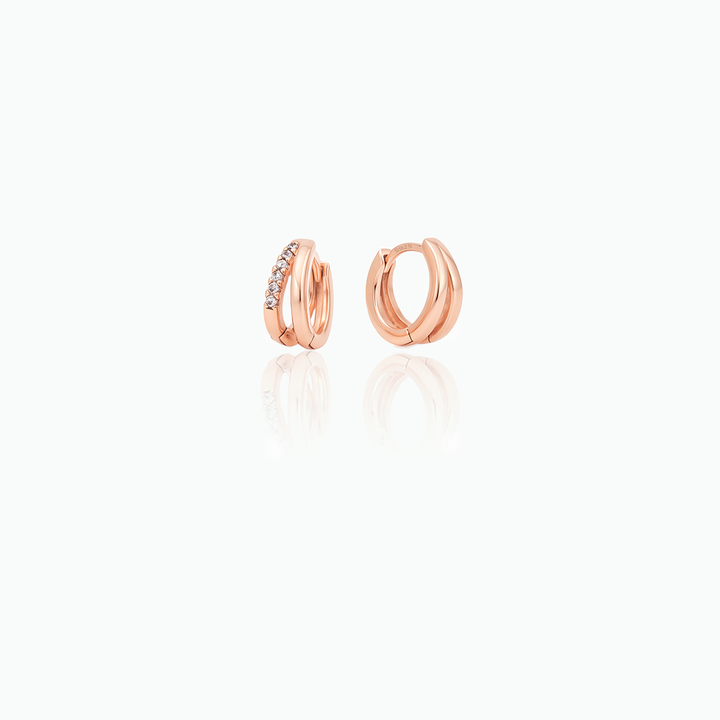 Dainty Double Hoop Earrings – CZ Huggie Hoops in Sterling Silver, Gift for Her- S130