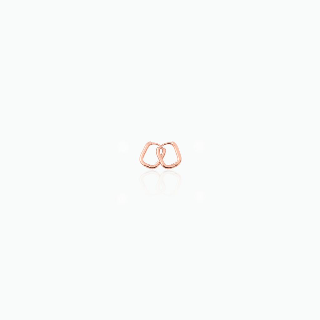 Pair of  rose gold earrings on a white background