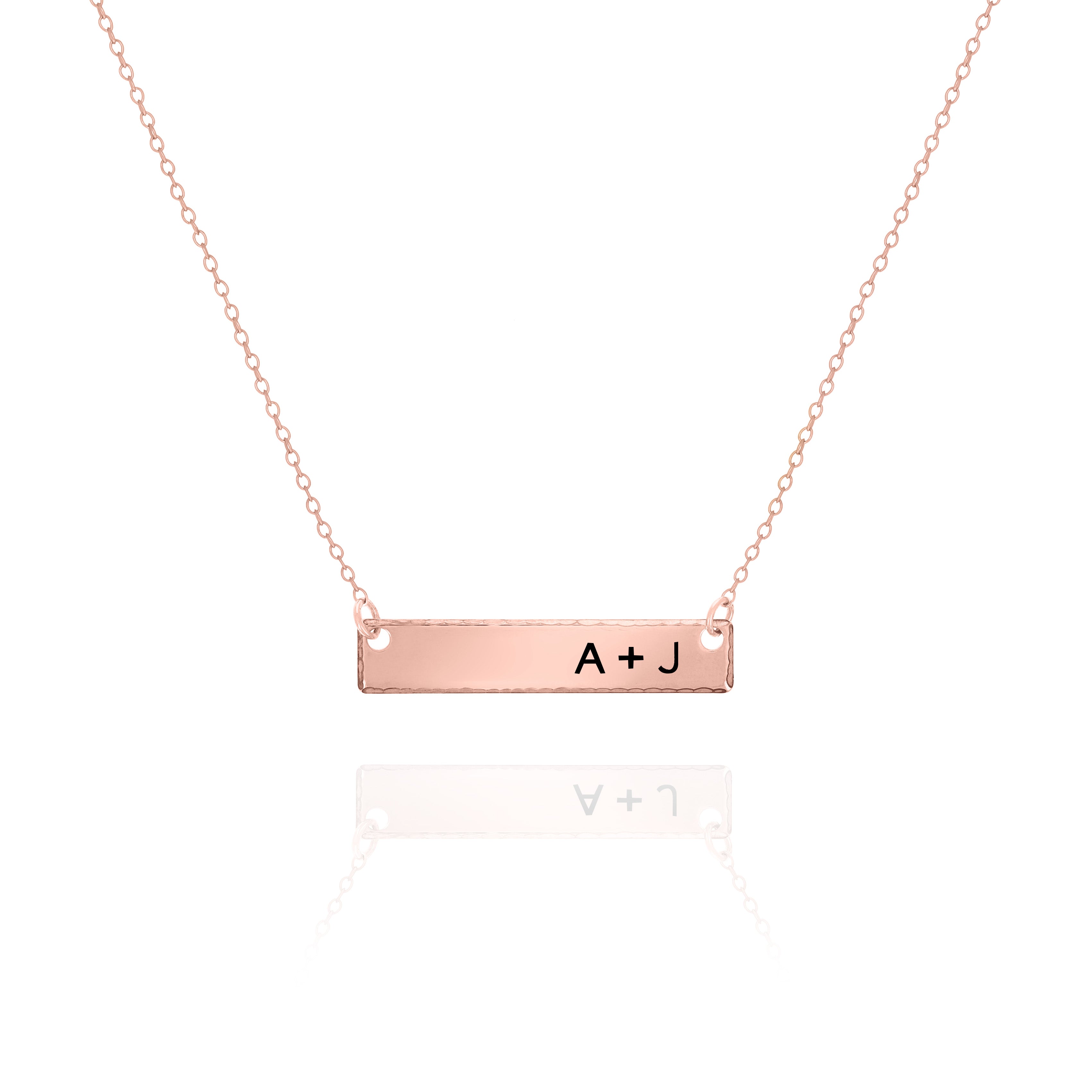 Personalized Hammered Bar Necklace – Custom Silver Name Necklace for Her