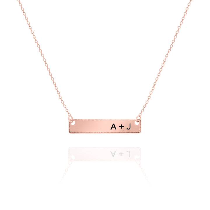 Personalized Hammered Bar Necklace – Custom Silver Name Necklace for Her