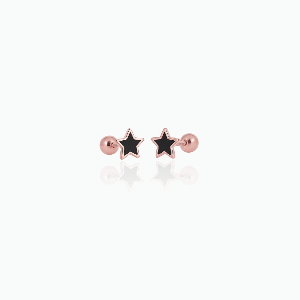 Black Star Stud Earrings – Sterling Silver, Everyday Minimalist Jewelry- S099