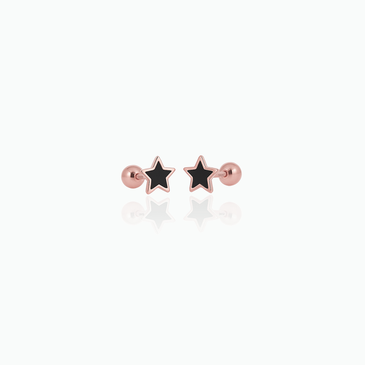 Black Star Stud Earrings – Sterling Silver, Everyday Minimalist Jewelry- S099